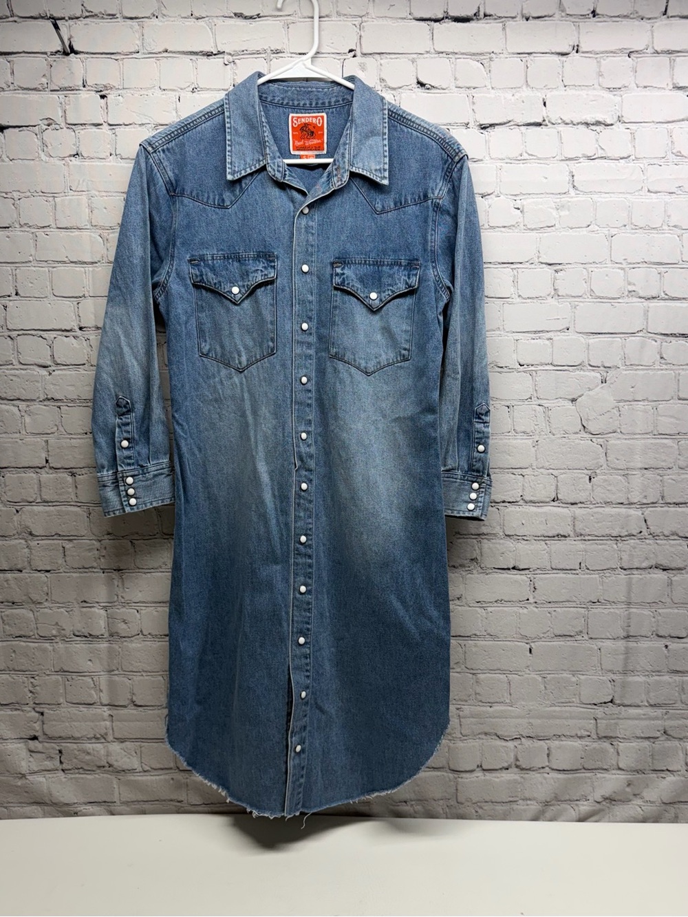 Sendero Real Western Denim Shirt - dress size S Light Blue